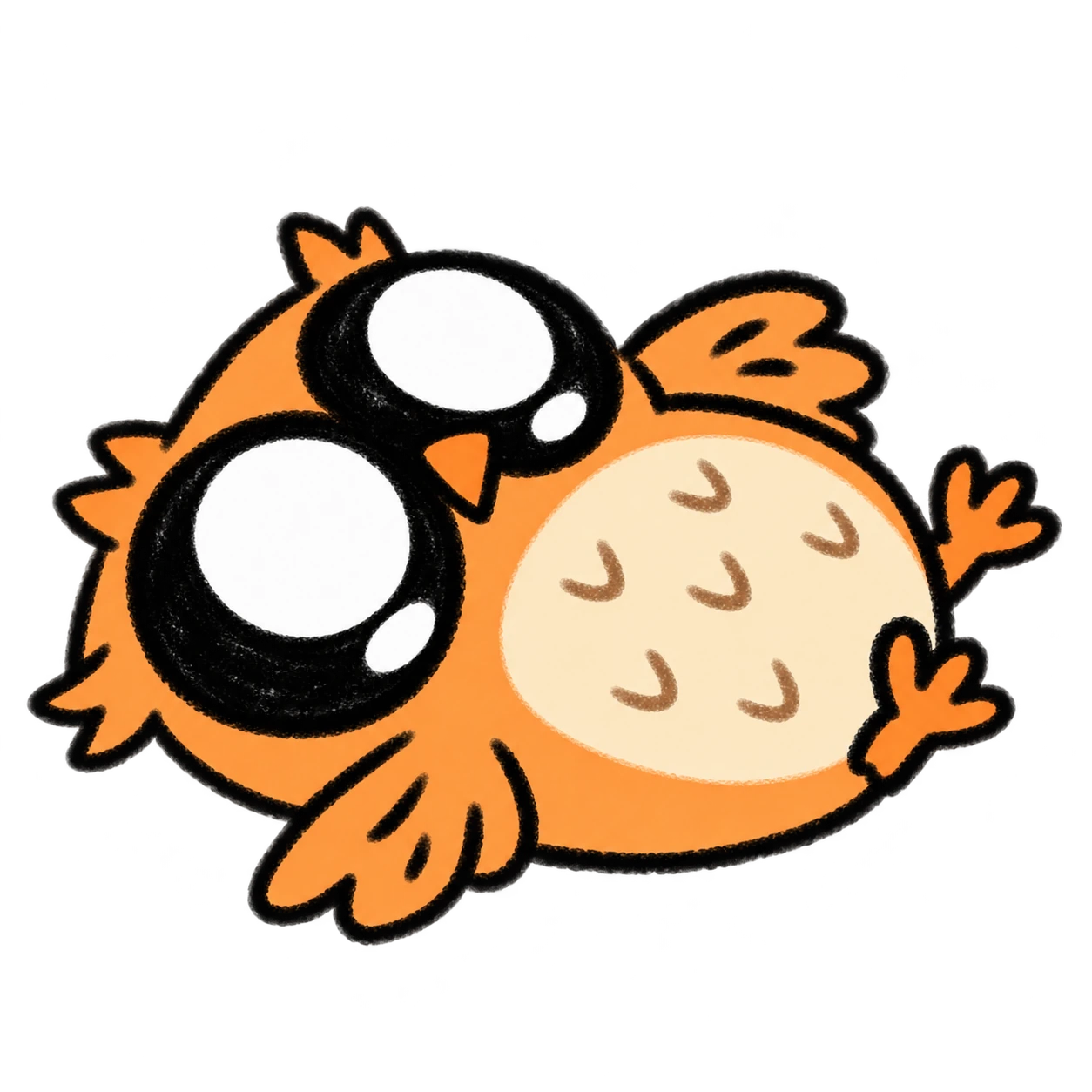 OWLO lies on his back with feet in the air, watching the stars